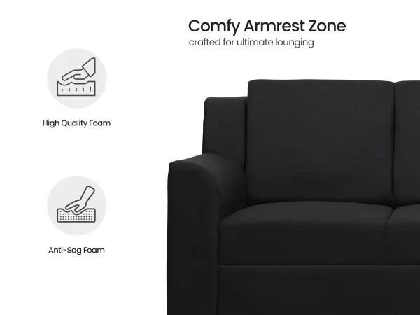 Erica Upholstered 3 Seater Sofa in Charcoal Color